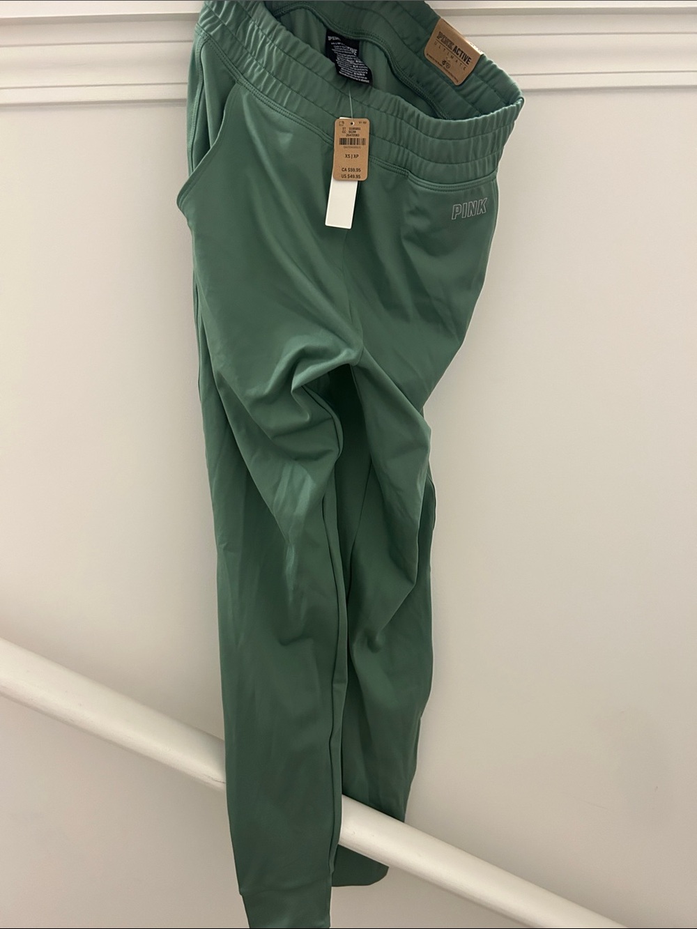 PINK Green high waist full length skinny jogger